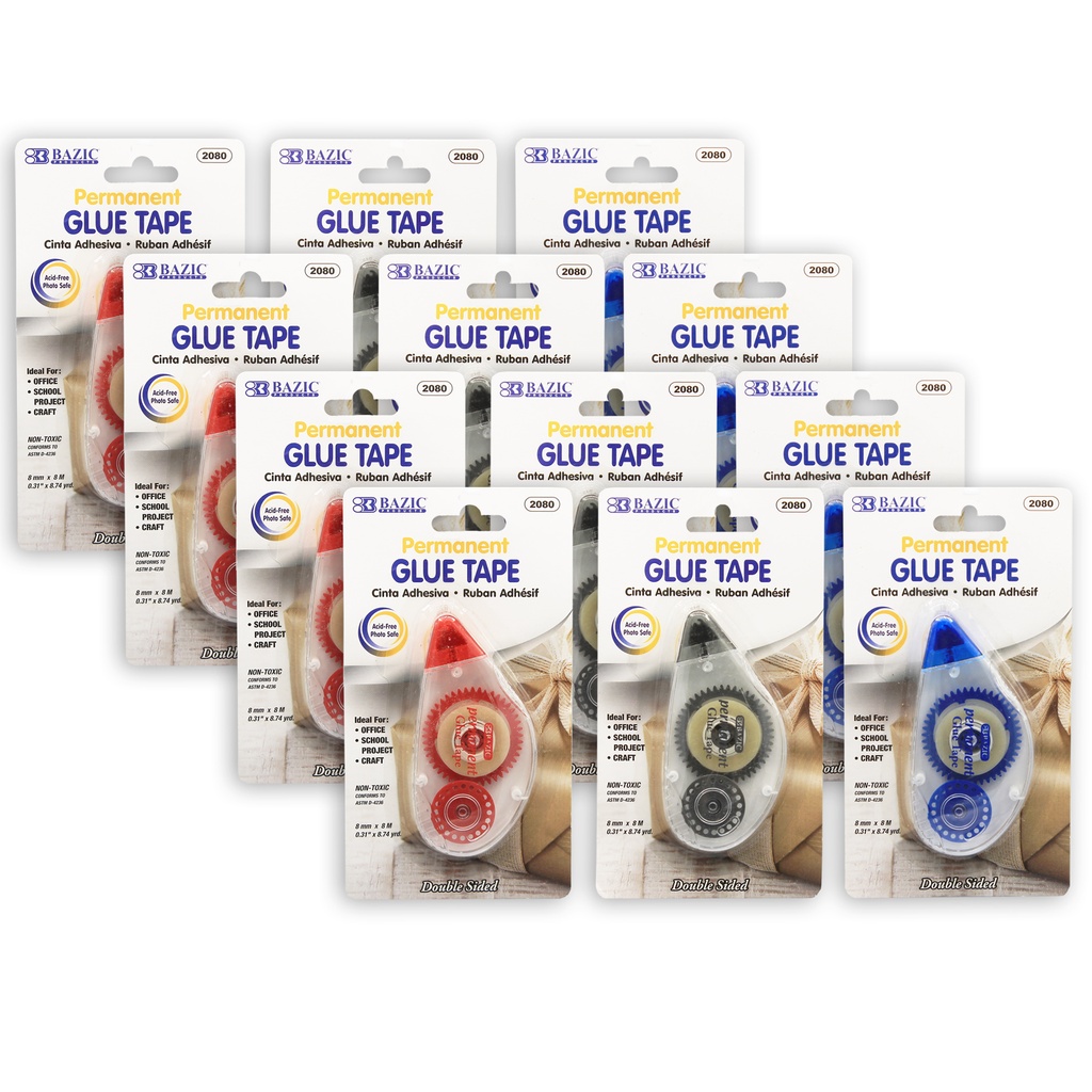 Permanent Glue Tape Pack of 12