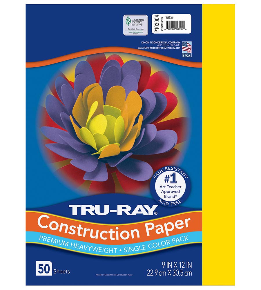 9x12 Yellow Tru-Ray Construction Paper 50ct Pack