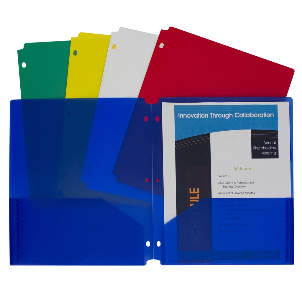 C‑Line® Two‑Pocket Heavyweight Poly Portfolio Folders with 3‑Hole Punch, Assorted, 10ct, Two‑Pocket Poly Folders