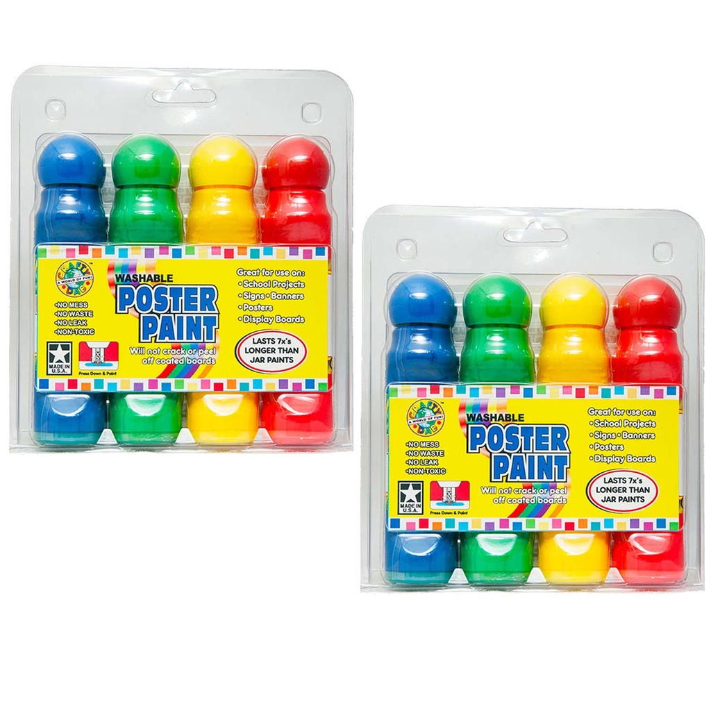 8 Washable Poster Paint Markers in 4 Assorted Colors