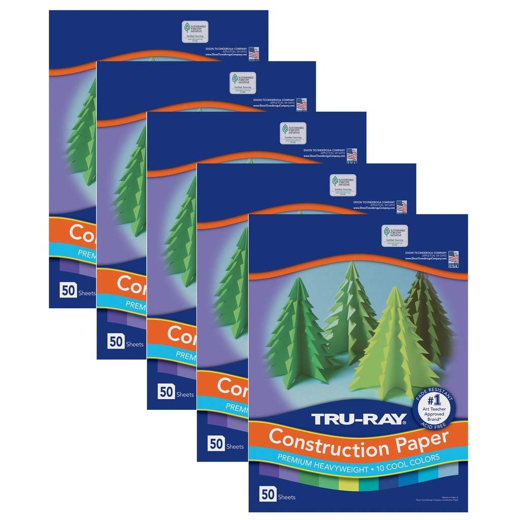 Tru-Ray® Cool Assorted 9" x 12" Construction Paper 250 Sheets