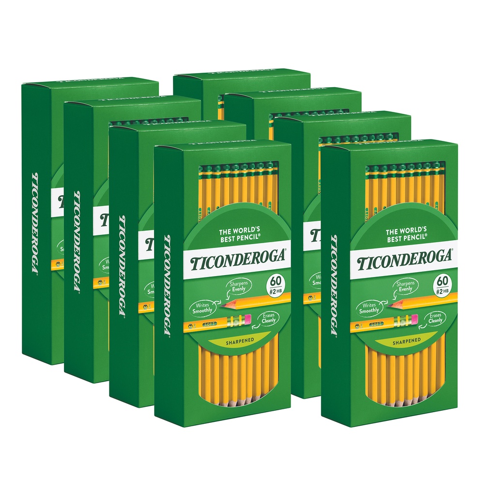 Ticonderoga® Yellow #2 HB Pencils, Pre‑Sharpened, 480‑Count Class Pack, 480 pencils 