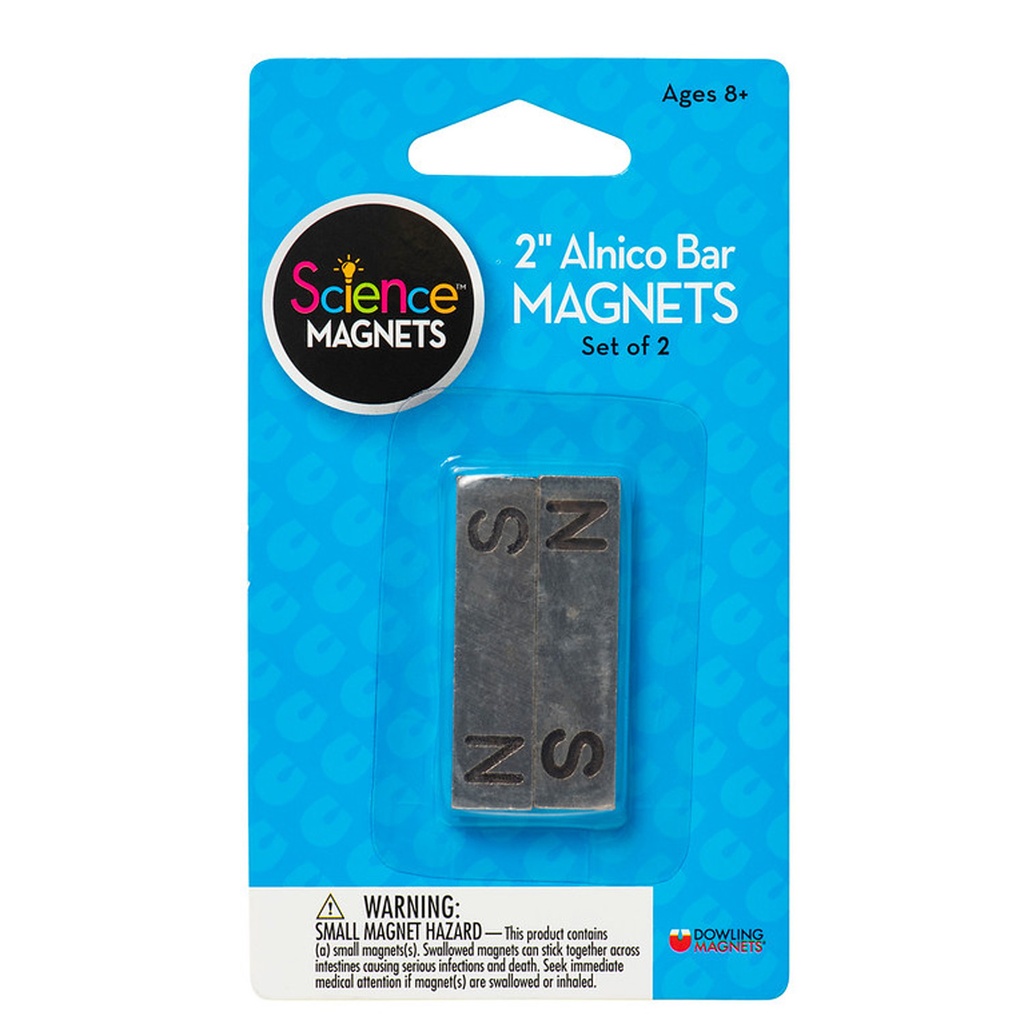 2" Alnico N/S Stamped Bar Magnets Pack of 2