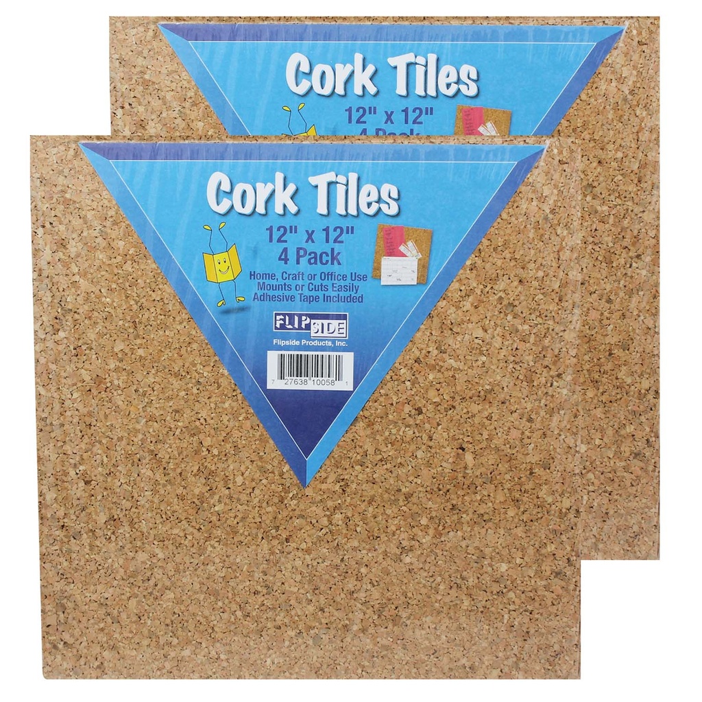 Flipside® Natural Cork Tiles,12" x 12", 8 Tiles 
