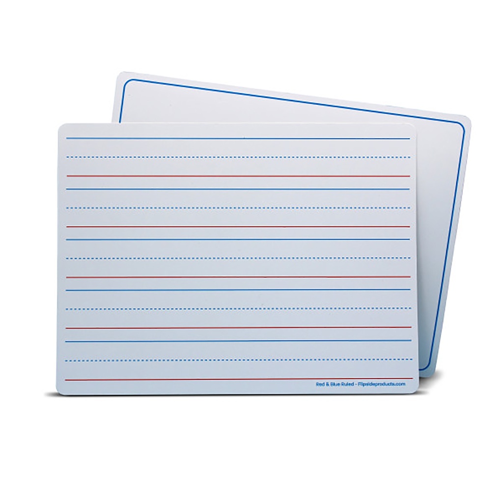 Two-Sided Red & Blue Ruled/Plain 9" x 12" Dry Erase Learning Mats Pack of 24