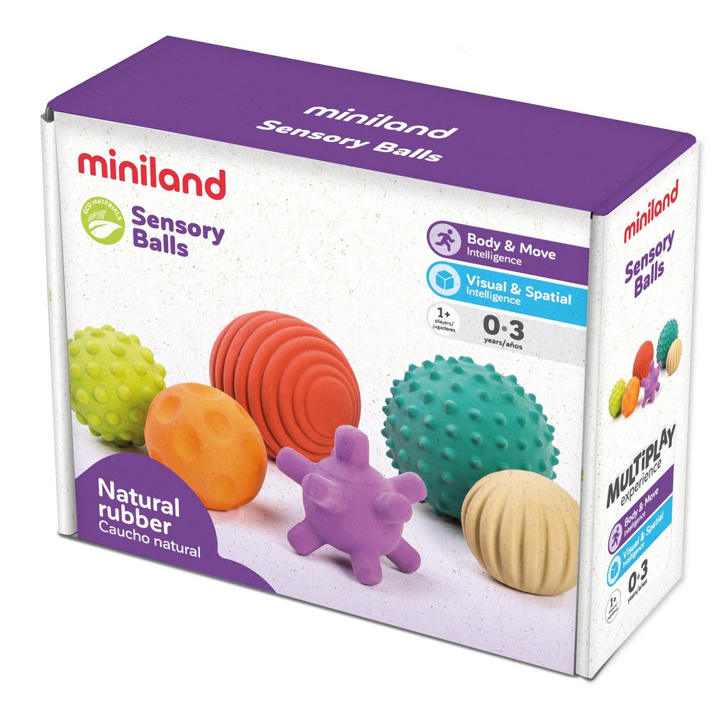 Miniland® Sensory Balls — Natural Rubber, Set of 6