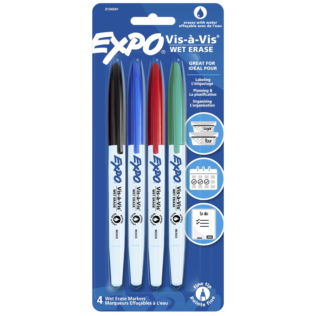 Vis-à-Vis Fine Tip Wet Erase Marker 4 Colors Set