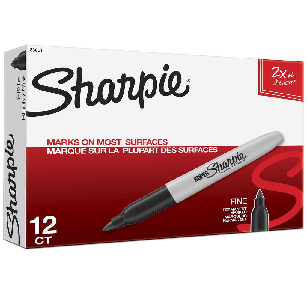Black Fine Point Super Sharpie® Permanent Markers Box of 12