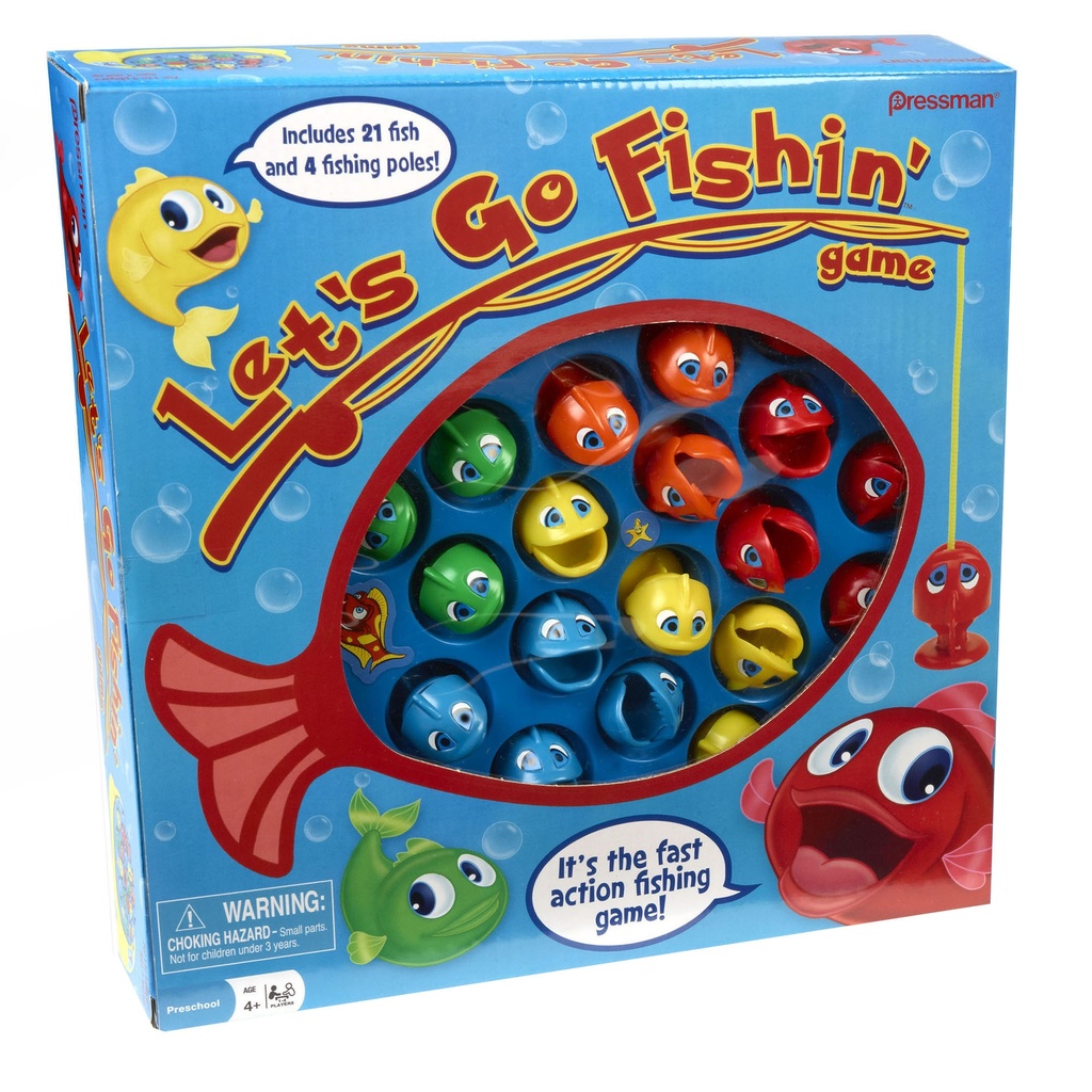 Pressman® Let's Go Fishin'® Game,10.5" x 10.5" game board, 21 fish / 4 poles 