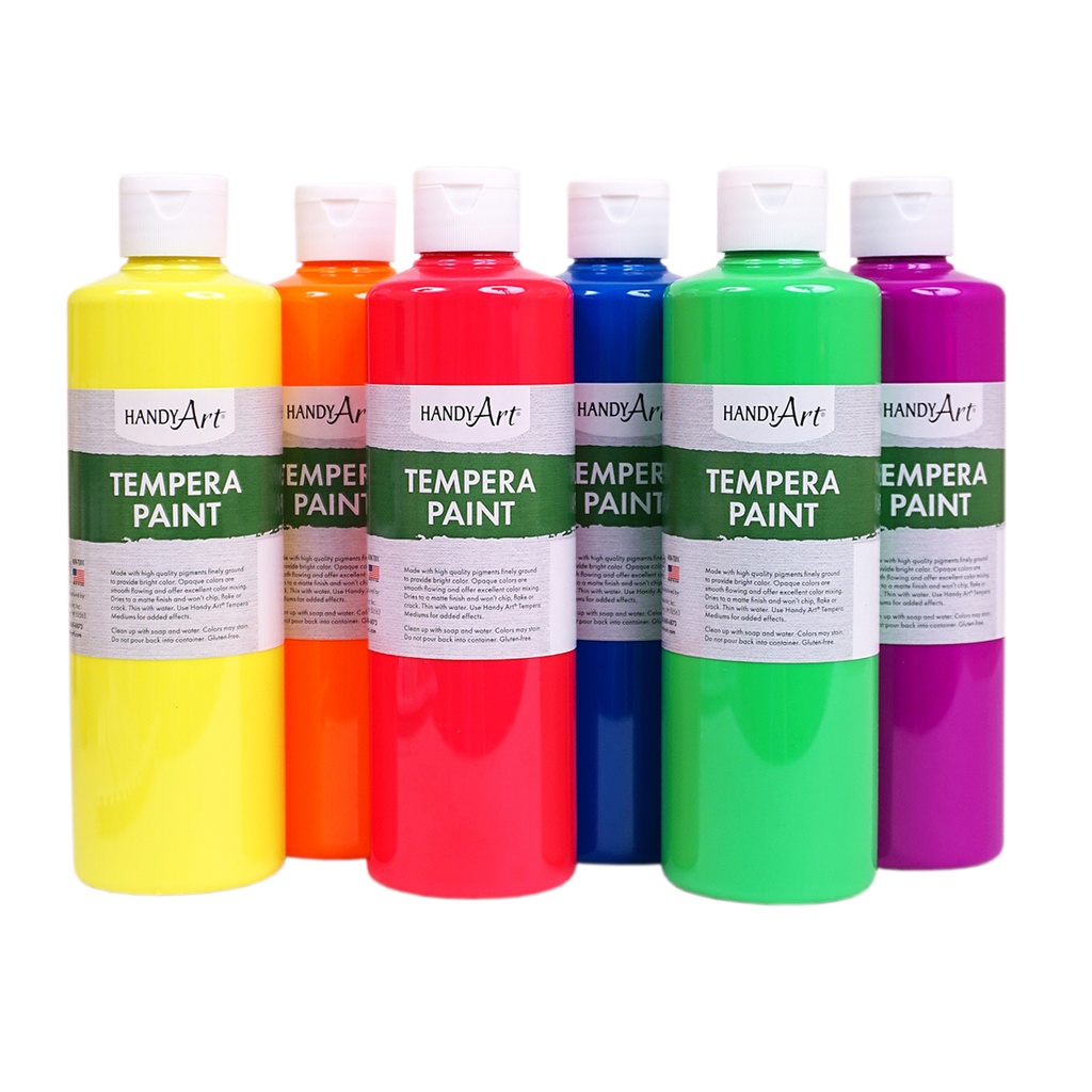Fluorescent 6-Color Tempera Paint Set