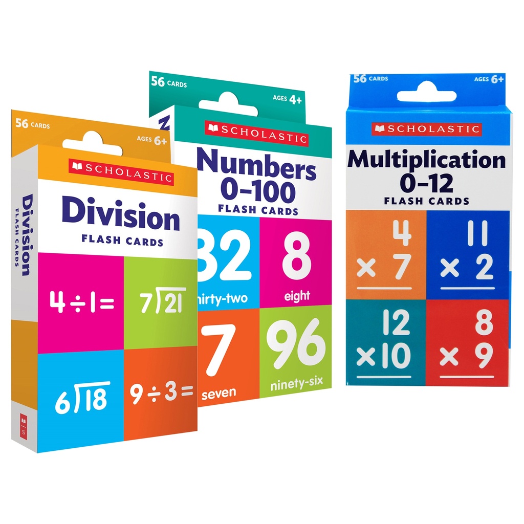 Scholastic® Flash Cards: Math Set 2 — Fractions, Division & Multiplication