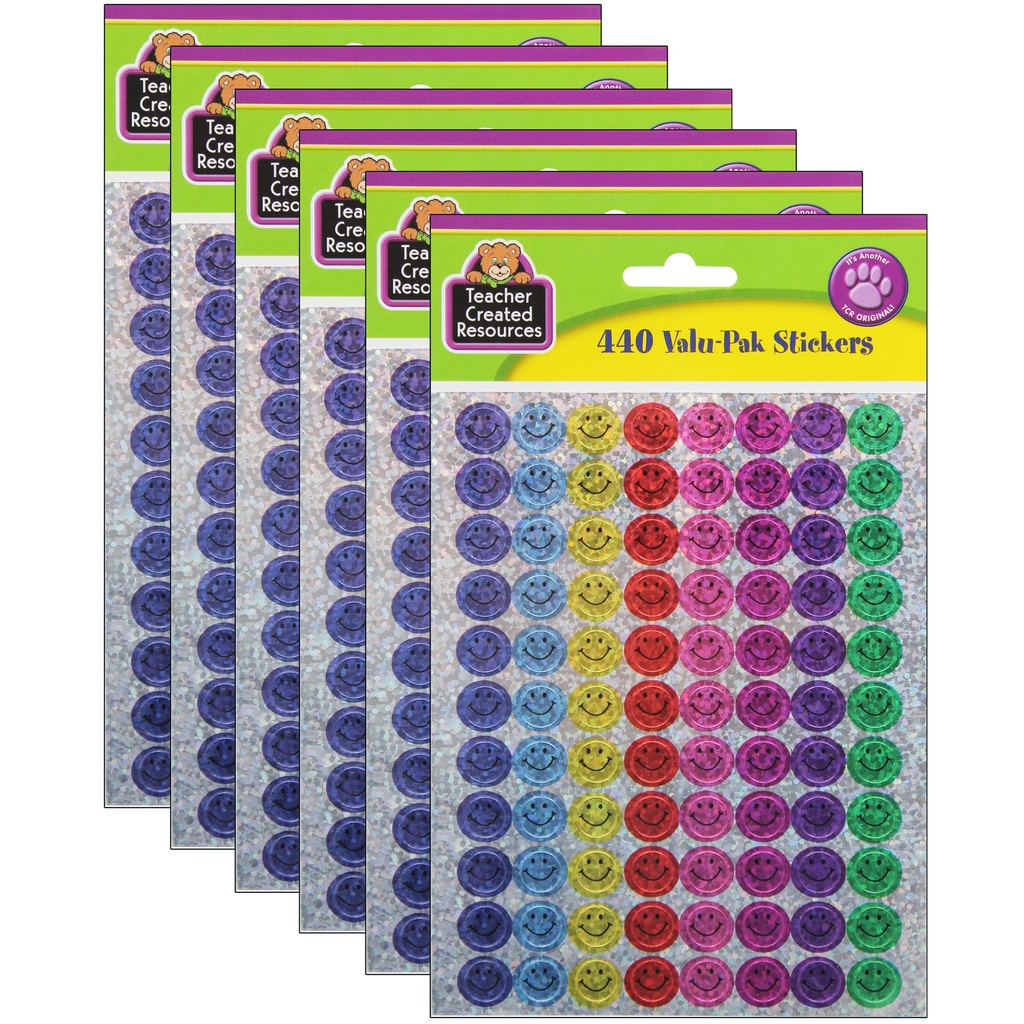 Multi Color Mini Happy Face Sparkle Stickers Valu-Pak 2,640ct