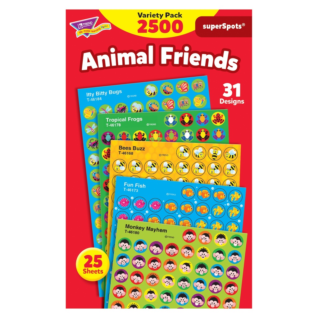 TREND® Animal Friends superSpots® & superShapes Stickers Variety Pack — Rewards & Motivation
