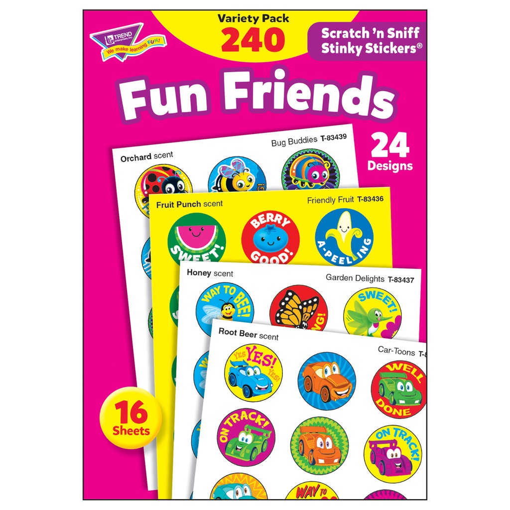 TREND® Fun Friends Scratch 'n Sniff Stinky Stickers® Variety Pack — Scented reward stickers for motivating students