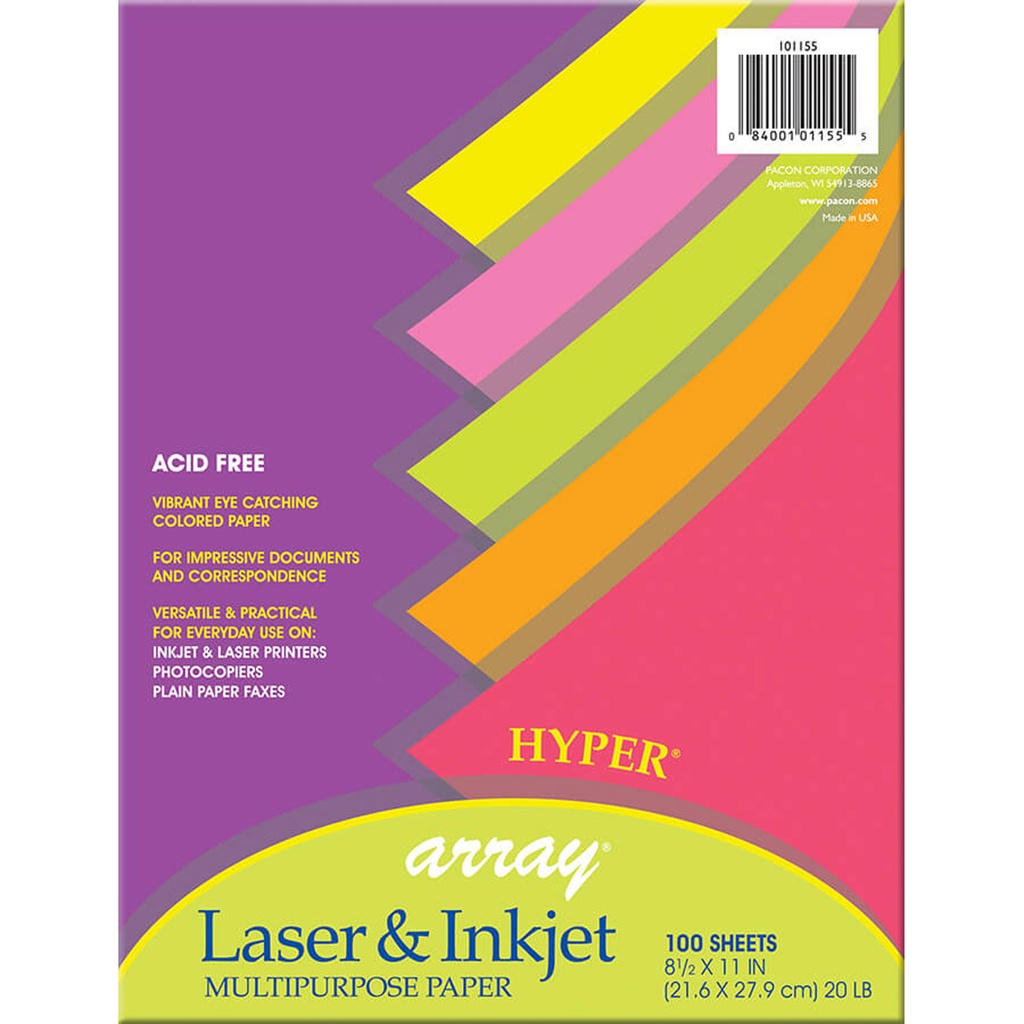 Pacon® Array Hyper Multipurpose Paper,8-1/2" x 11", 100 Sheets 