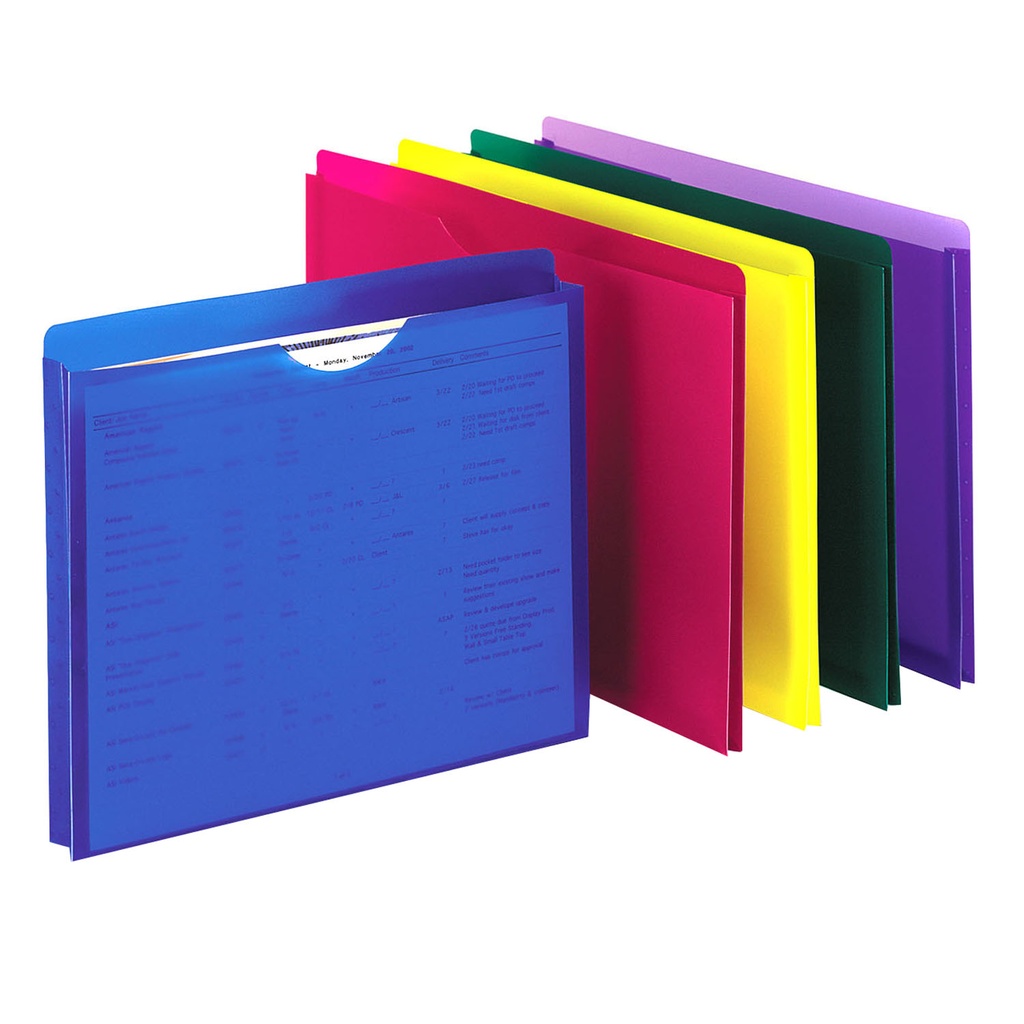 Pendaflex® Translucent Poly File Jackets, Letter — 10/Pack, 1" Expansion