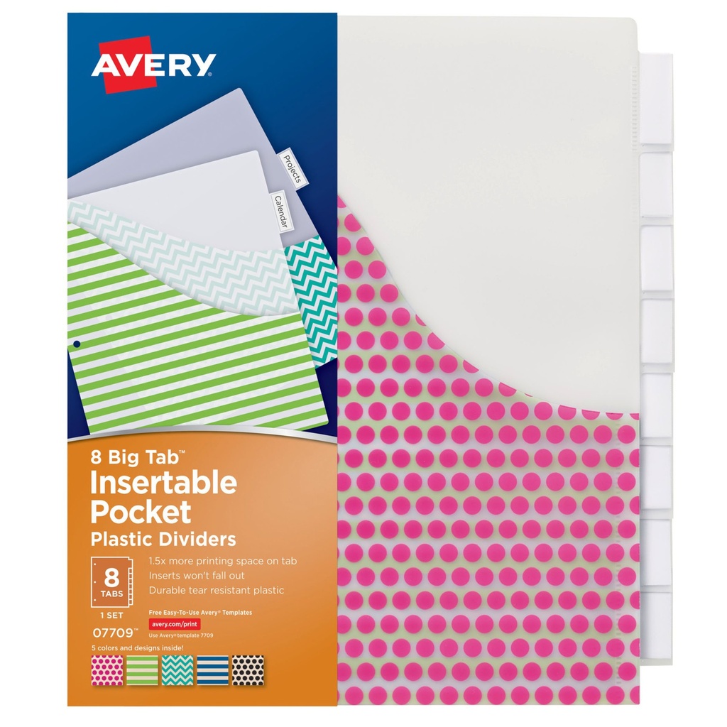 Avery Big 8 Tab Insertable Dividers with Pockets