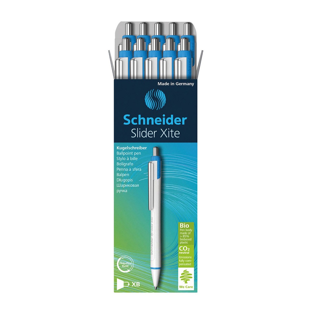 Blue Slider Xite XB Refillable + Retractable Ballpoint Pens Box of 10 