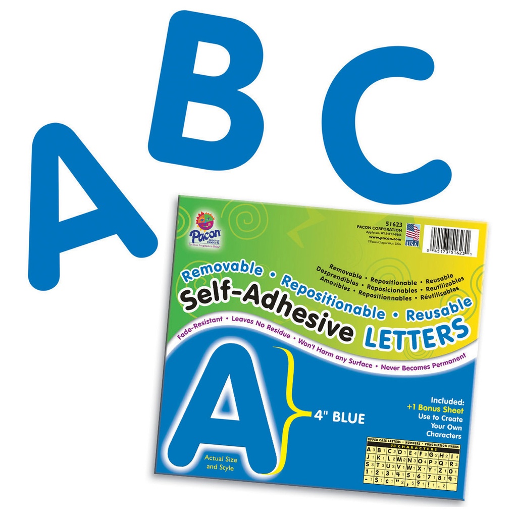 Blue 4" Puffy Font Self-Adhesive Letters