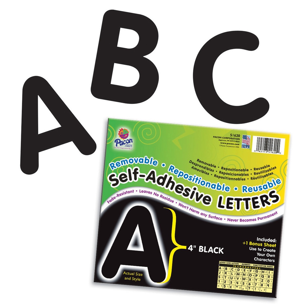 Black 4" Puffy Font Self-Adhesive Letters