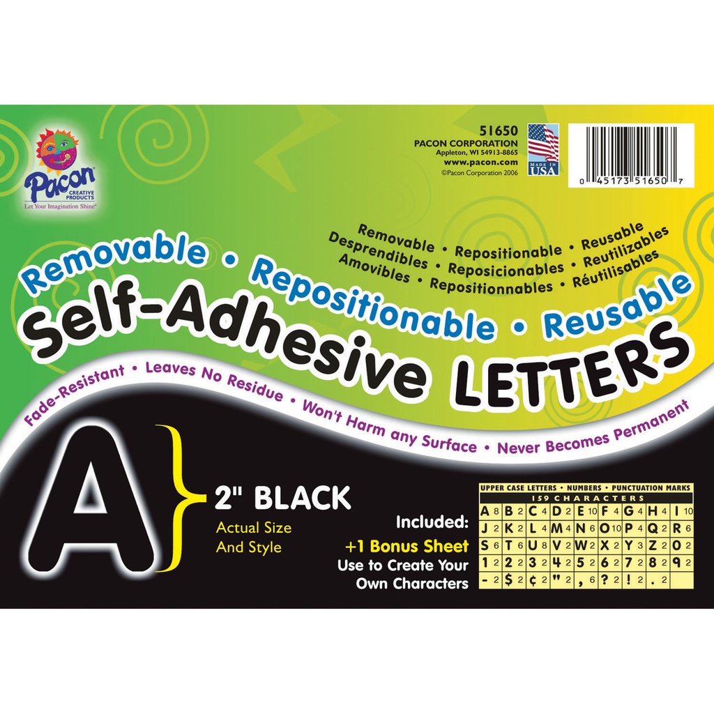 Black 2" Puffy Font Self-Adhesive Letters