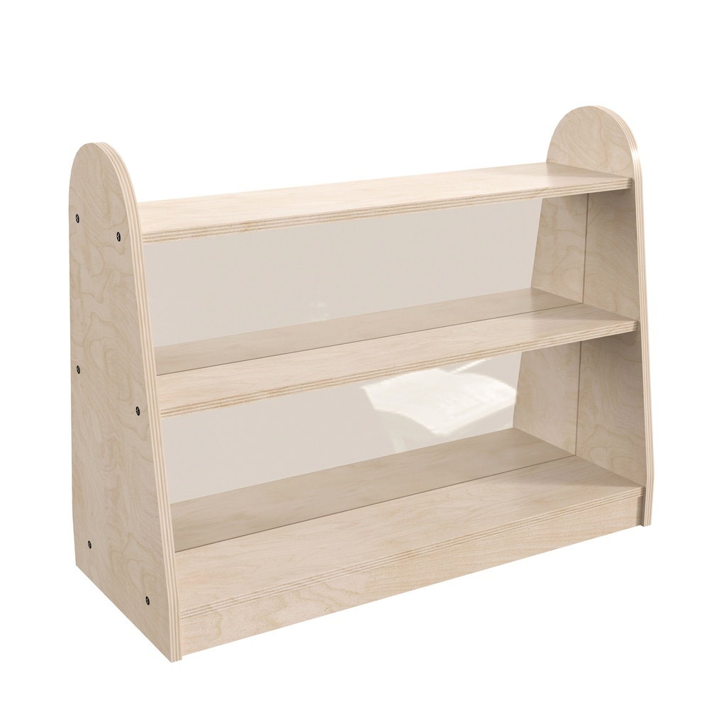 Double Sided Wooden 3 Shelf Storage Unit with Clear Divider