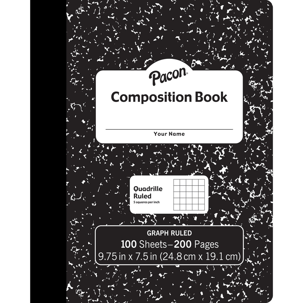 Black Marble Graph Composition Book