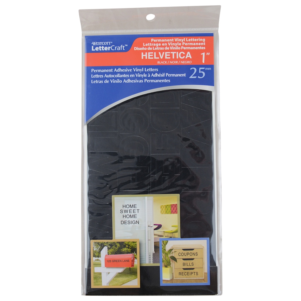LetterCraft Permanent Vinyl Lettering, Helvetica, 1-Inch, Black | 15851 ACM