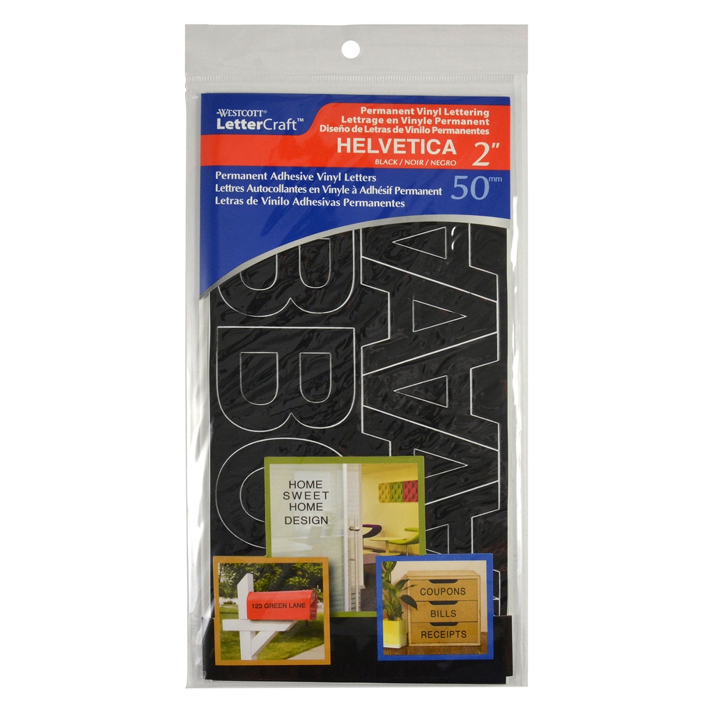 LetterCraft Permanent Vinyl Lettering, Helvetica, 2-Inch, Black | 15852 ACM