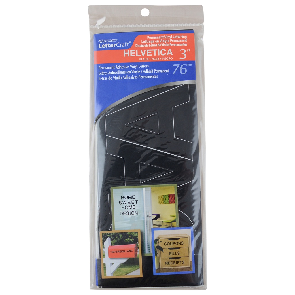 LetterCraft Permanent Vinyl Lettering, Helvetica, 3-Inch, Black | 15853 ACM