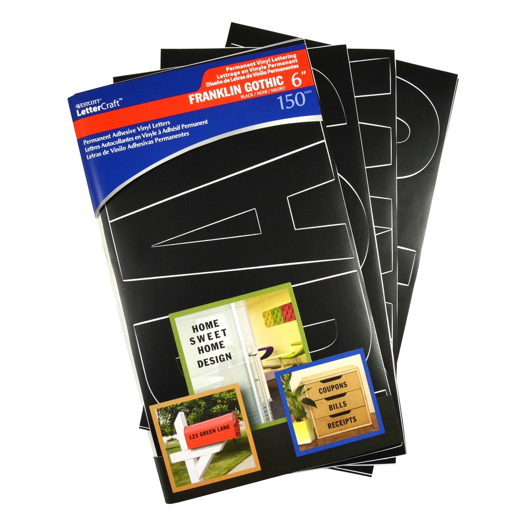 LetterCraft Permanent Vinyl Lettering, Franklin Gothic, 6-Inch, Black | 15855 ACM