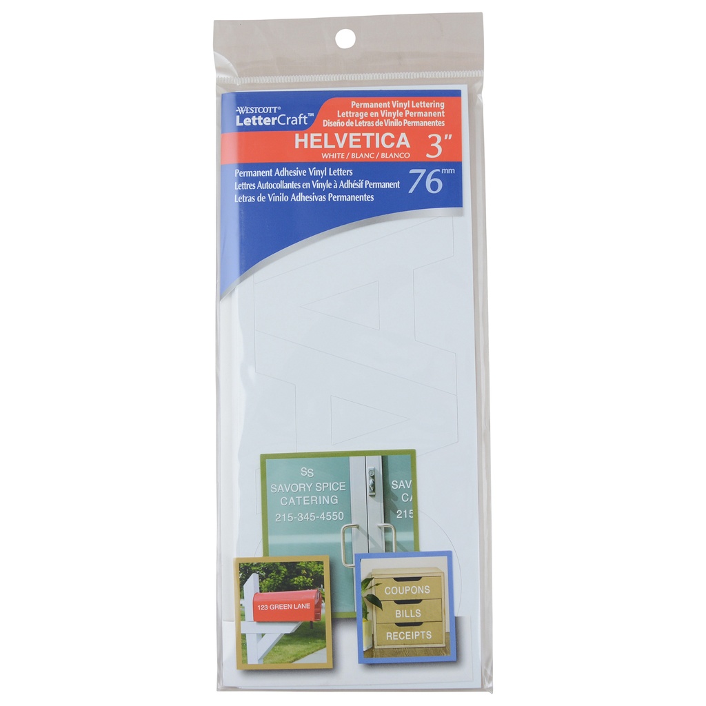 LetterCraft Permanent Vinyl Lettering, Helvetica, 3-Inch, White | 15863 ACM
