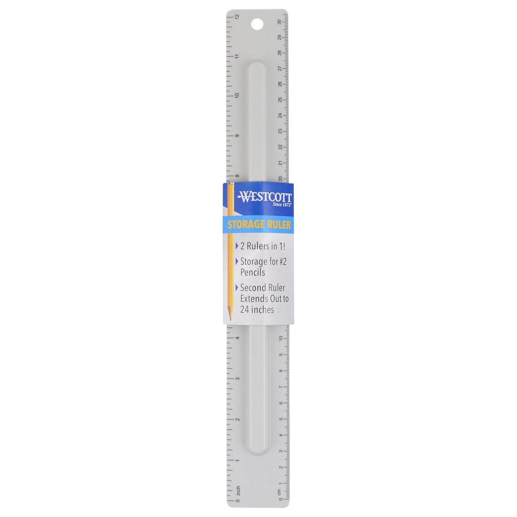2-Piece 12" Ruler with Pencil Storage | 17355 ACM