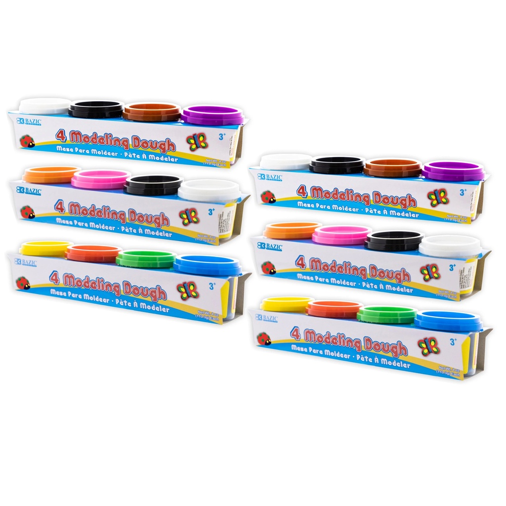 4 Color 4 oz Primary Color Modeling Dough 6 Packs