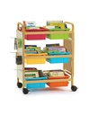Bamboo Small Book Browser Cart with Vibrant Mixed Tubs & Pegboard Kit