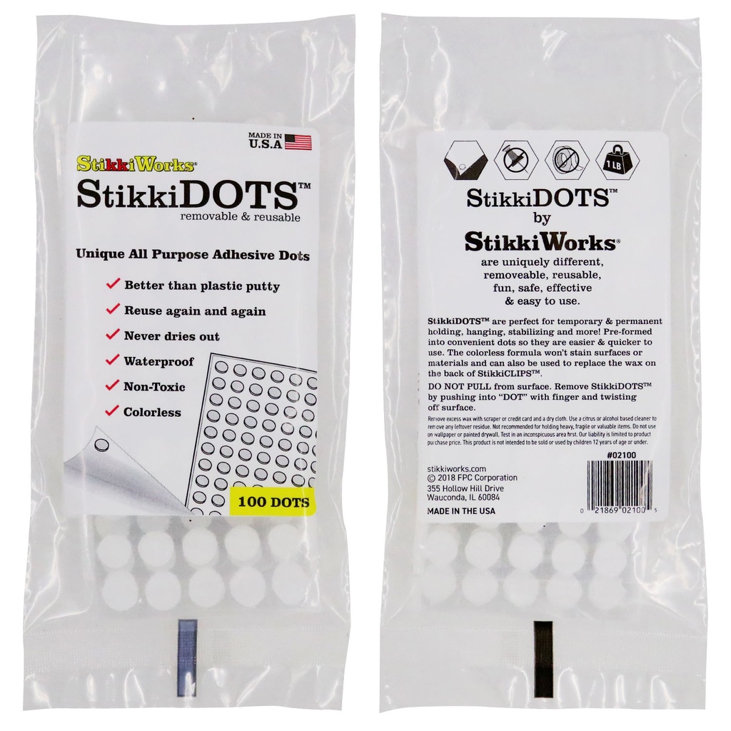 StikkiWorks® StikkiDOTS™ Adhesive Dots,3/8" diameter, 100 dots 