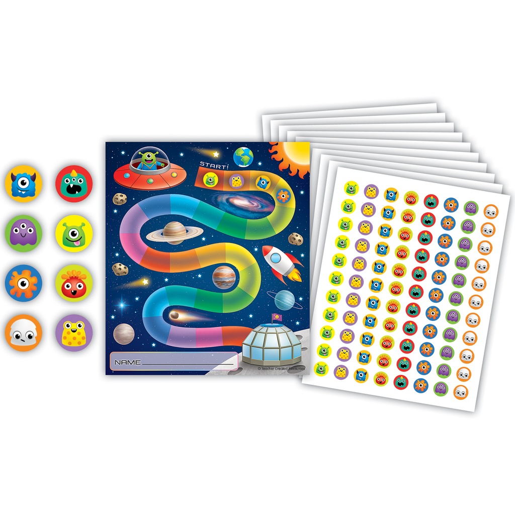 Teacher Created Resources® Out of This World Reward Trackers — classroom progress charts with mini stickers