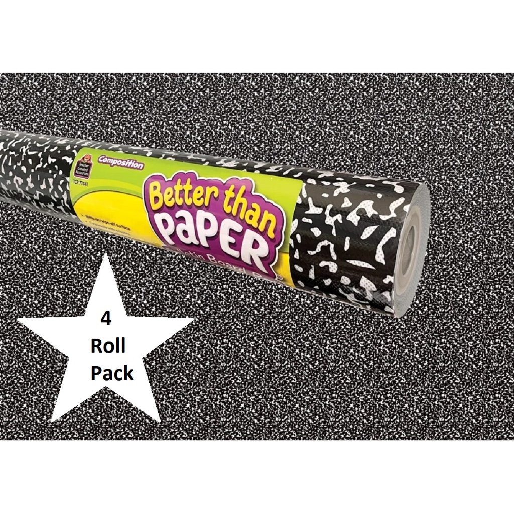 Teacher Created Resources® Composition Better Than Paper Bulletin Board Roll 4-Pack, Reusable Bulletin Board Backdrop