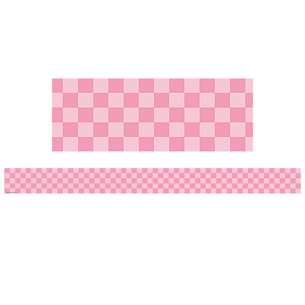 Teacher Created Resources® Cool for School Pink Checkers Straight Border Trim — 35 Feet