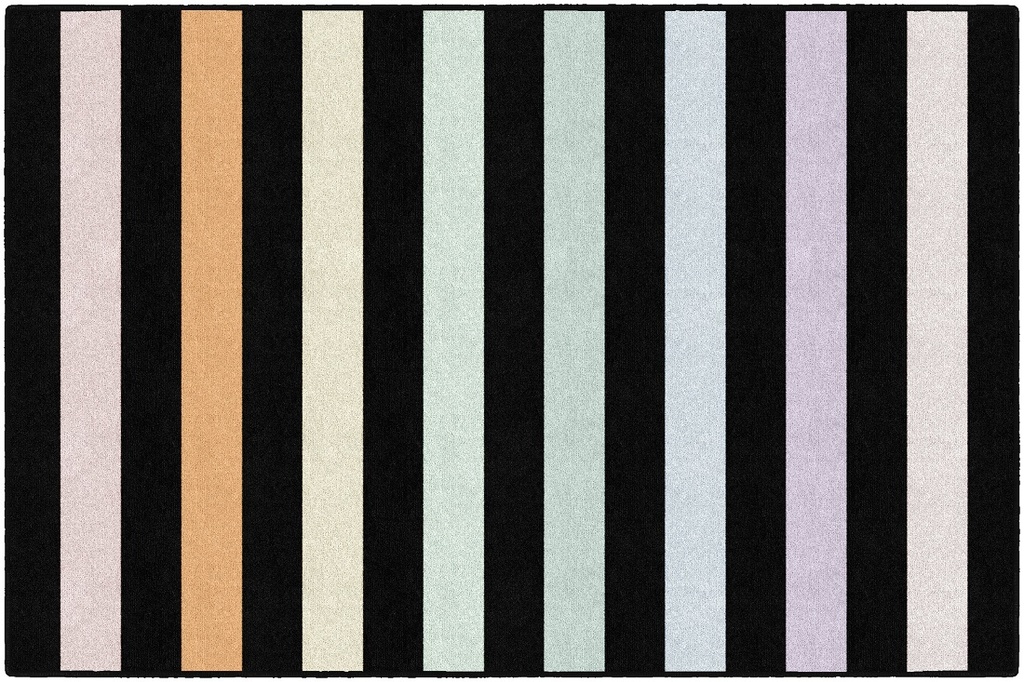 SchoolGirl Style  Rainbow Stripe on Black Rectangle Area Rug
