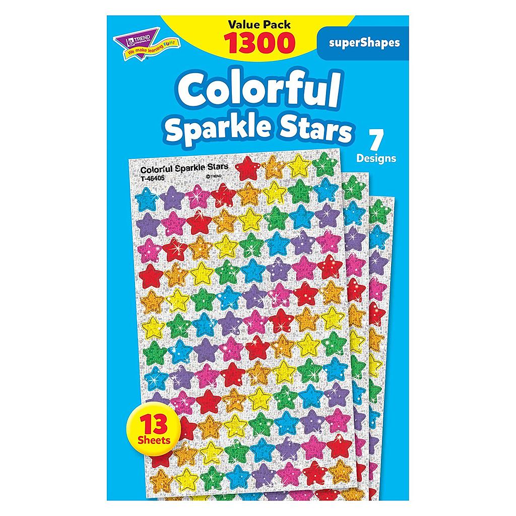 TREND® Colorful Sparkle Stars superShapes Stickers Value Pack — Reward & Motivation Stickers
