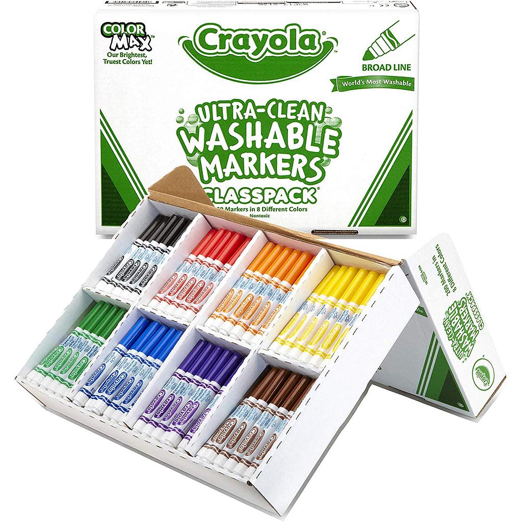 Crayola 200ct 8 Color Broad Line Washable Marker Classpack