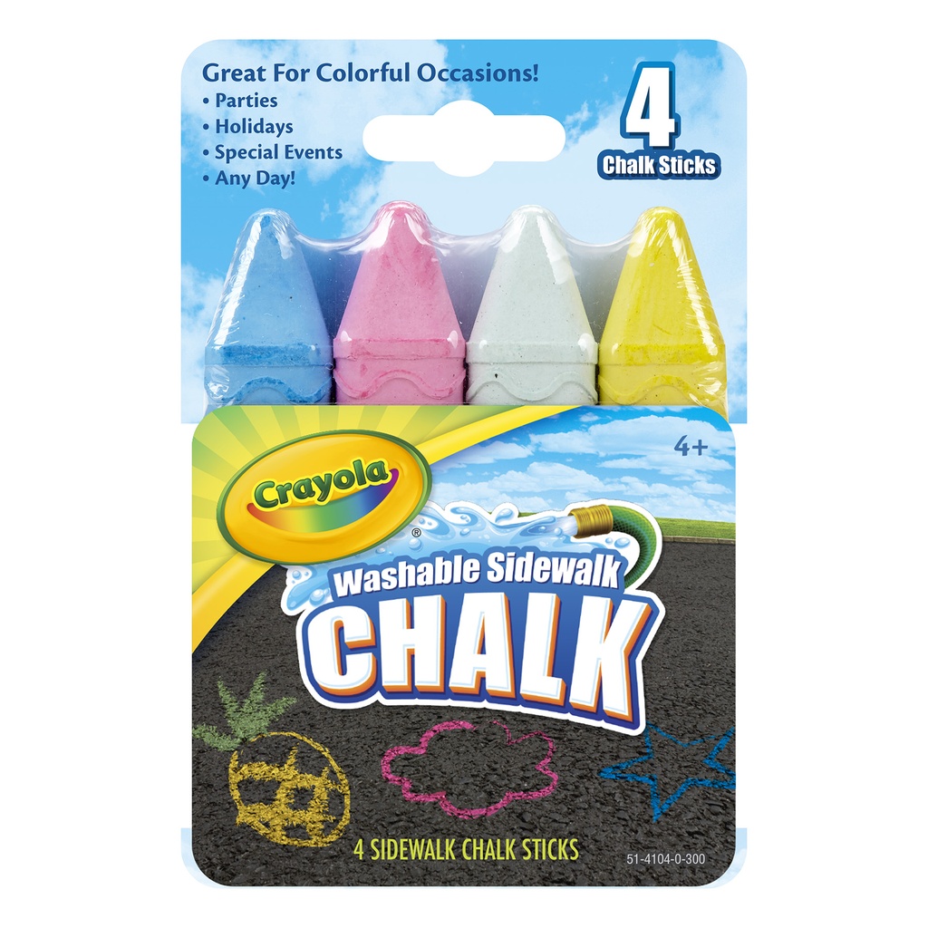 Crayola® Washable Sidewalk Chalk — 4-stick pack for quick outdoor activities