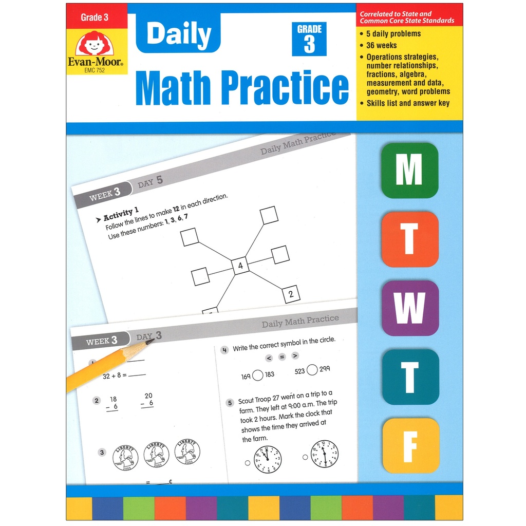Evan‑Moor® Daily Math Practice, Grade 3 — Teacher’s Edition