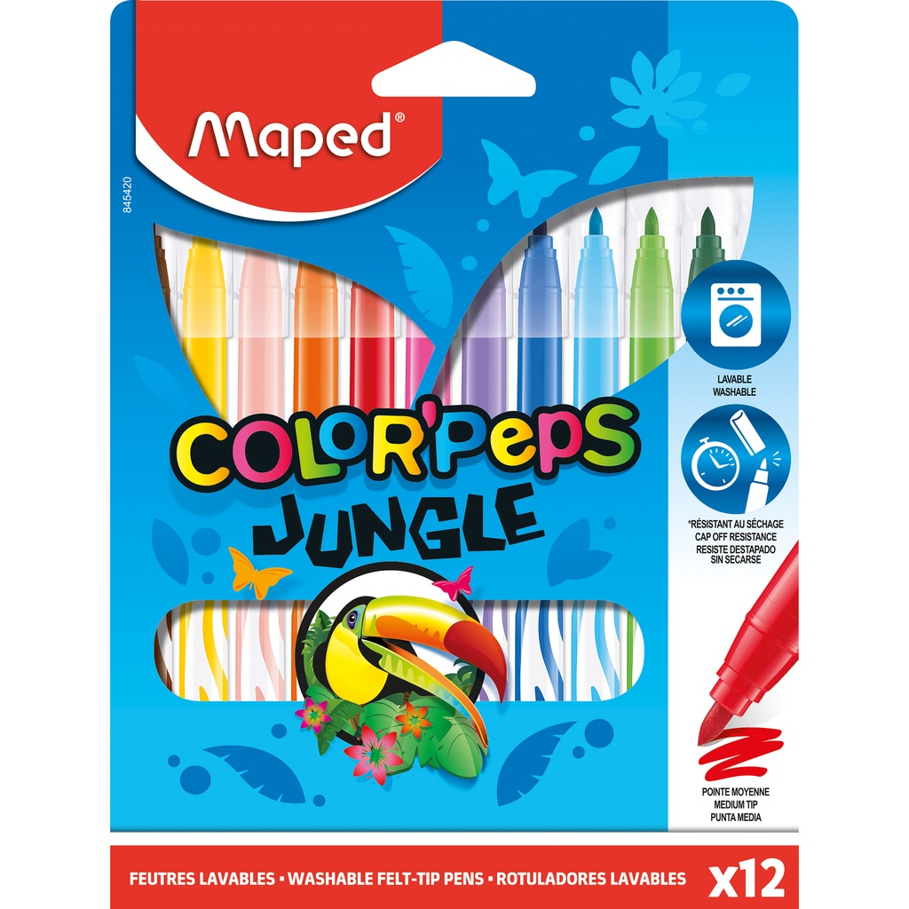 Color'Peps Jungle Fine Tip Ultrawashable Markers Pack of 12