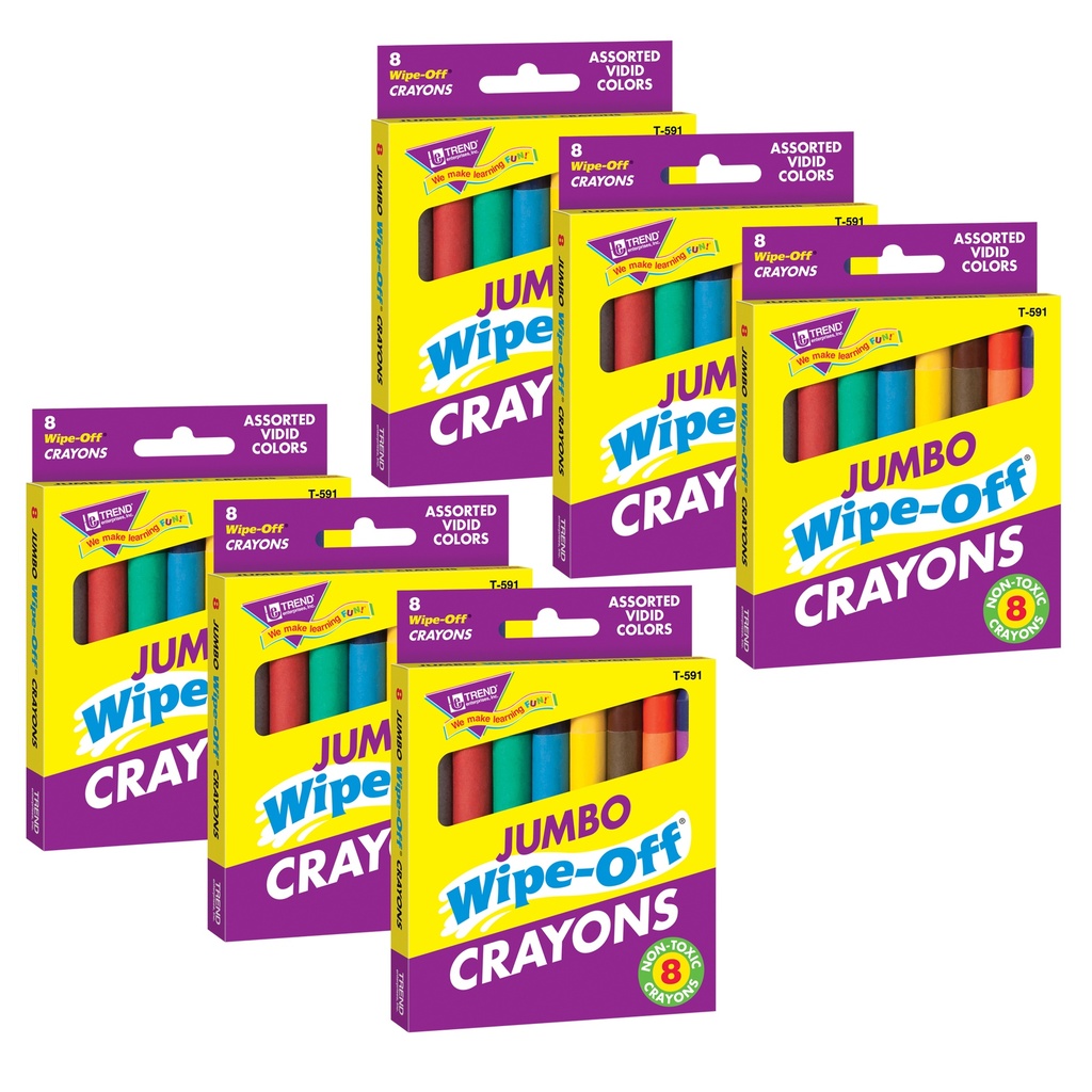 Assorted Jumbo Wipe-Off® Crayons 48ct in 8 Colors