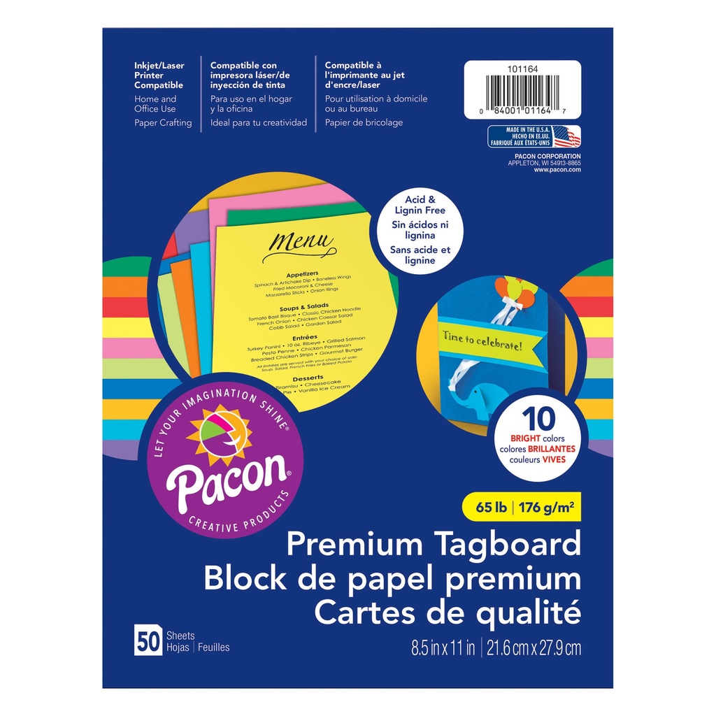Assorted 8 1/2" x 11" Premium Tagboard 50 Sheets
