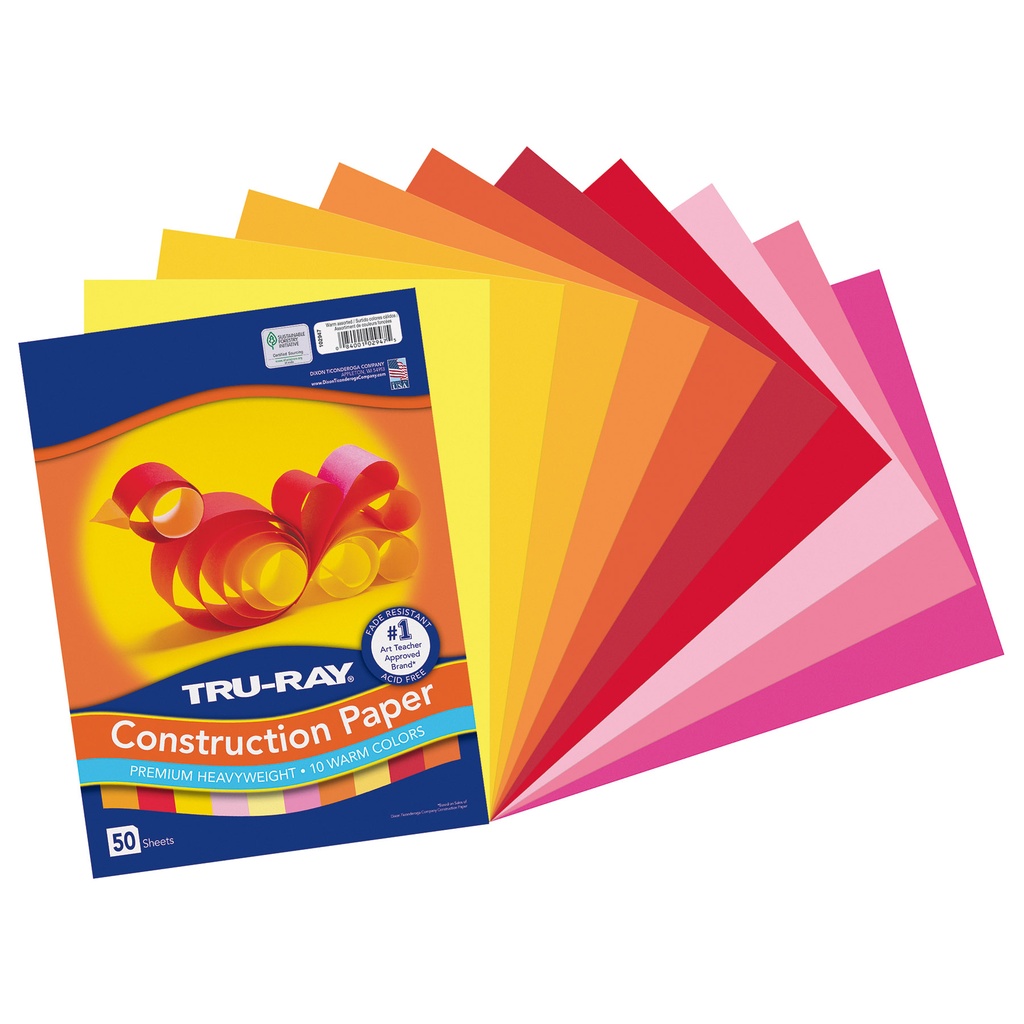 Warm Assorted 9" x 12" Construction Paper 50 Sheets