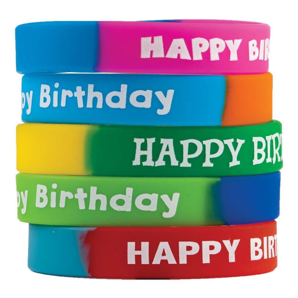 Teacher Created Resources® Fancy Happy Birthday Wristbands — 2‑tone silicone, 10/pack