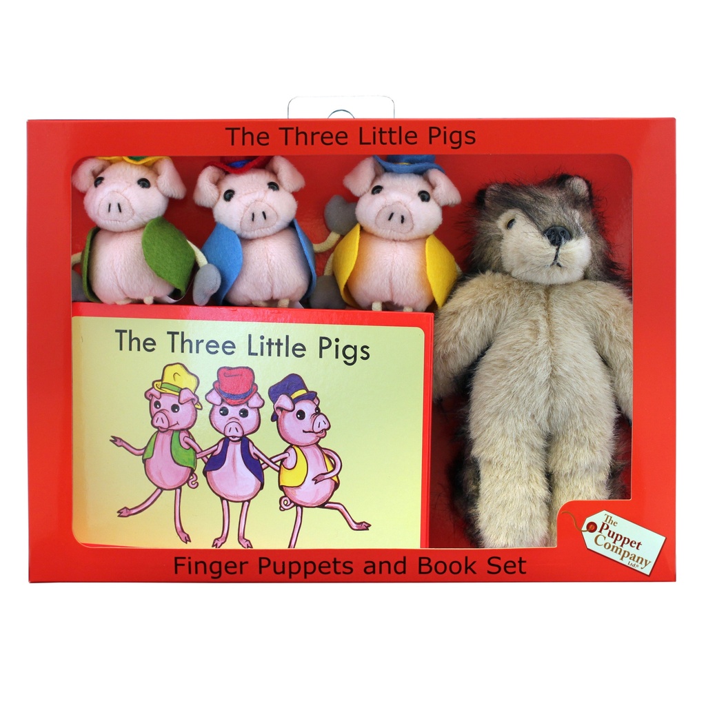The Puppet Company® The Three Little Pigs Finger Puppets and Book Set,Book: 5-1/2" x 7-7/8", 4 finger puppets + story book 